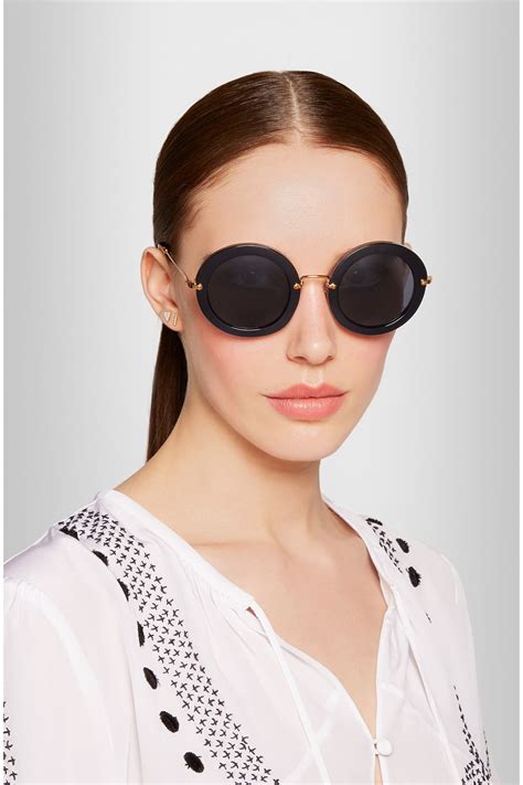 miu miu round sunglasses black|miu sunglasses for women.